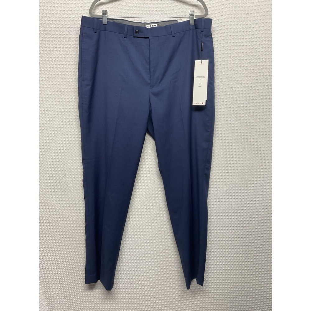 Calvin Klein Mens Slim fit Dress Pants 40 / 32 Navy Blue Solid 100% Wool Stretch